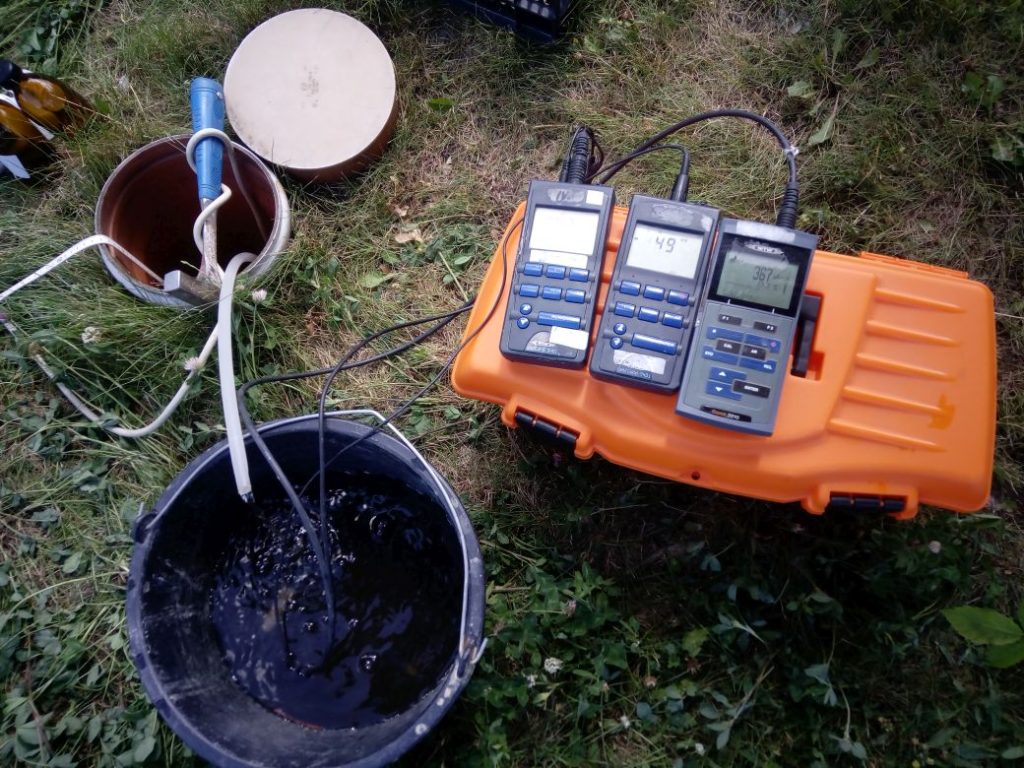 Field hydrogeological survey equipment and water sample containers in Uganda